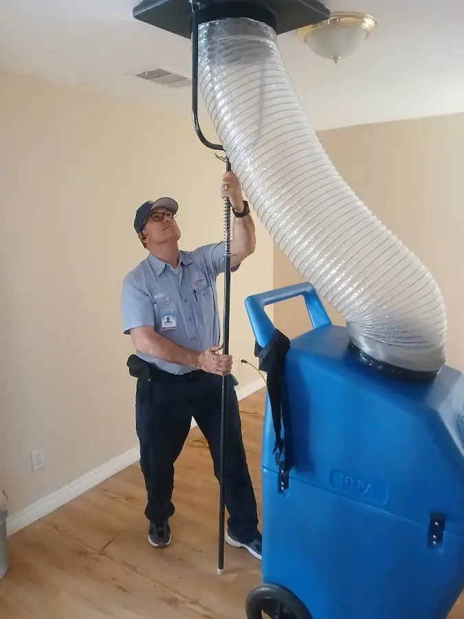 Mini Split Installation technician using HEPA equipment in Idylwood